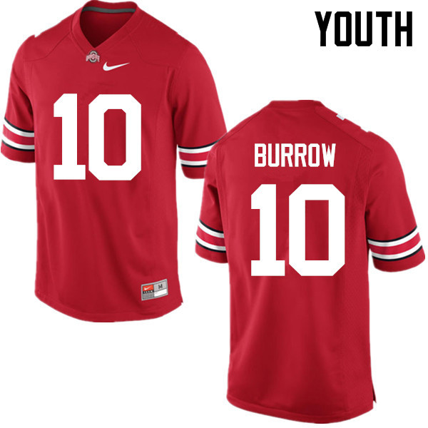 Youth Ohio State Buckeyes #10 Joe Burrow College Football Jerseys Game-Red